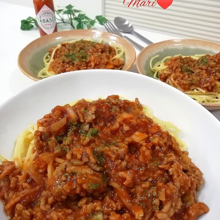 肉まみれ☆簡単!手作りミートソースパスタ